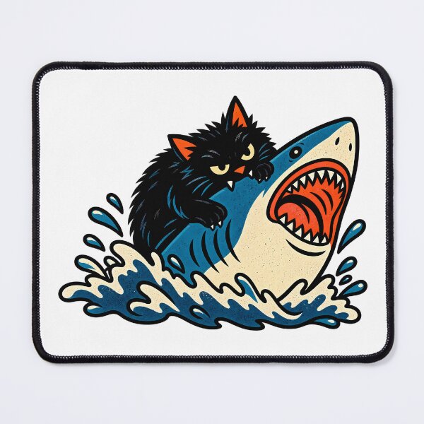 Item preview, Angry Cat Riding a Shark – Chaotic Ocean Cat designed and sold by SupplyCode.