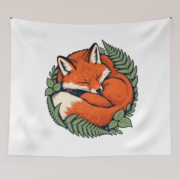 Item preview, Sleeping Fox and Ferns - Cozy Woodland Animal designed and sold by Maclaw200d.