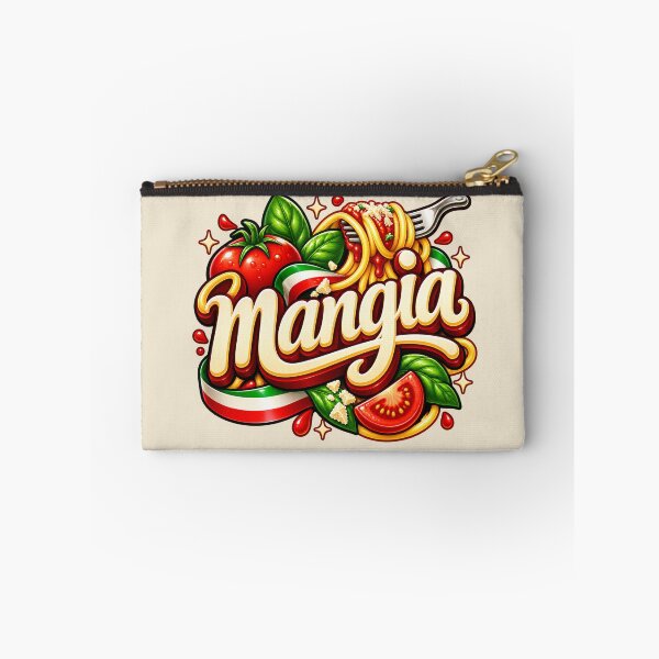 Item preview, Mangia - Italian Pop Lettering Spaghetti Tomato and Basil Design designed and sold by MetaModel Editions.