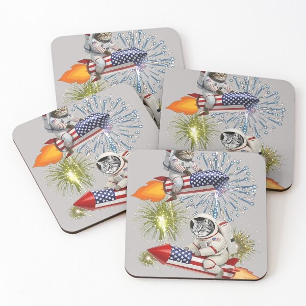 Item preview, Astronaut Cats Riding Patriotic Rockets-65 designed and sold by SiannaMccrory6.