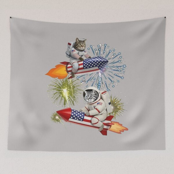 Item preview, Astronaut Cats Riding Patriotic Rockets-65 designed and sold by SiannaMccrory6.