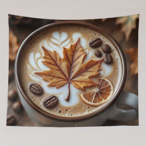 Item preview, Cozy Autumn Coffee Latte Art — Maple Leaf and Cinnamon Season designed and sold by LYAN-STORE.