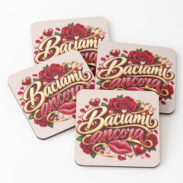 Item preview, Kiss Me Again - Red Lips Roses and Golden Hearts Romantic Italian Design designed and sold by MetaModel Editions.