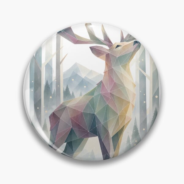 Item preview, Geometric deer in pastel - winter forest designed and sold by LongIslandDesgn.