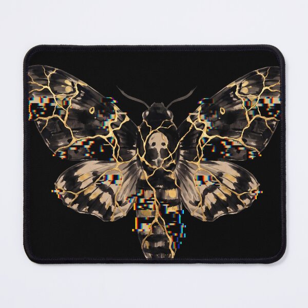 Item preview, Golden Kintsugi Glitch Moth Art designed and sold by kyotoglitch.