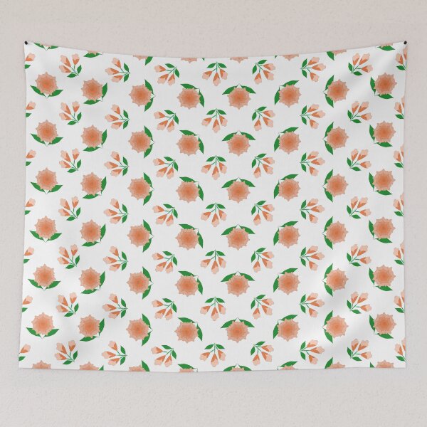Item preview, Peach Floral and Bell Flower Seamless Pattern with Green Leaves designed and sold by Ei-Ei.