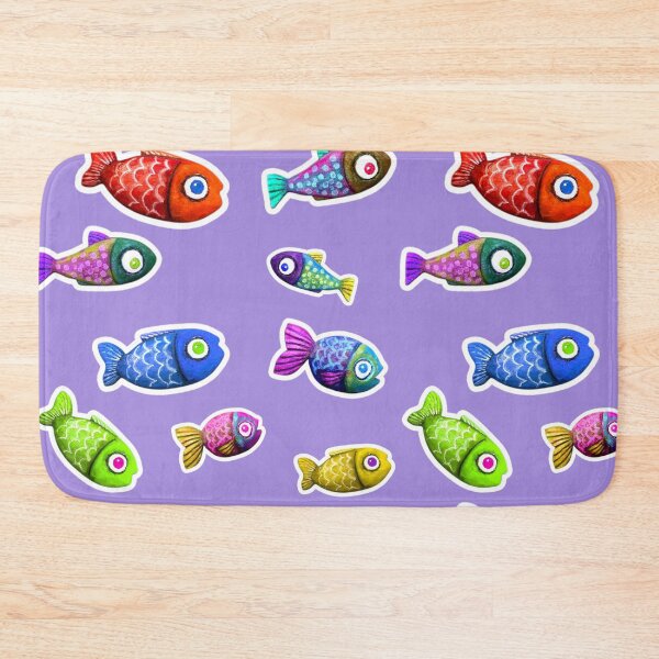 Item preview, Rainbow fish purple background pattern - Hand Carved Basswood Fish designed and sold by TurquoiseChicken.