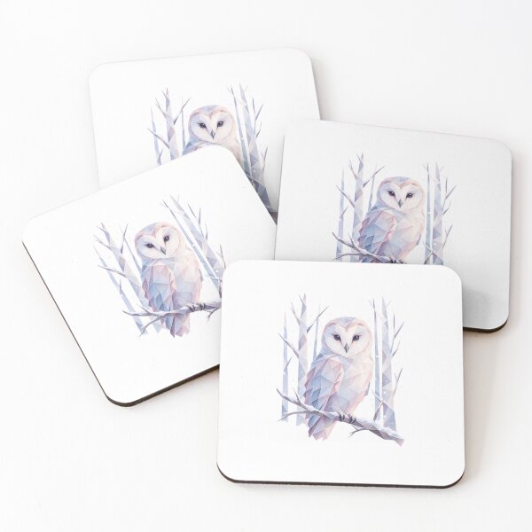 Item preview, Pastel-colored polygon owl - owl art designed and sold by LongIslandDesgn.