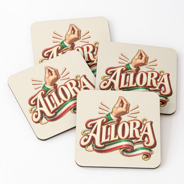 Item preview, Allora Italian Hand Gesture Typography with Tricolor Ribbon designed and sold by MetaModel Editions.