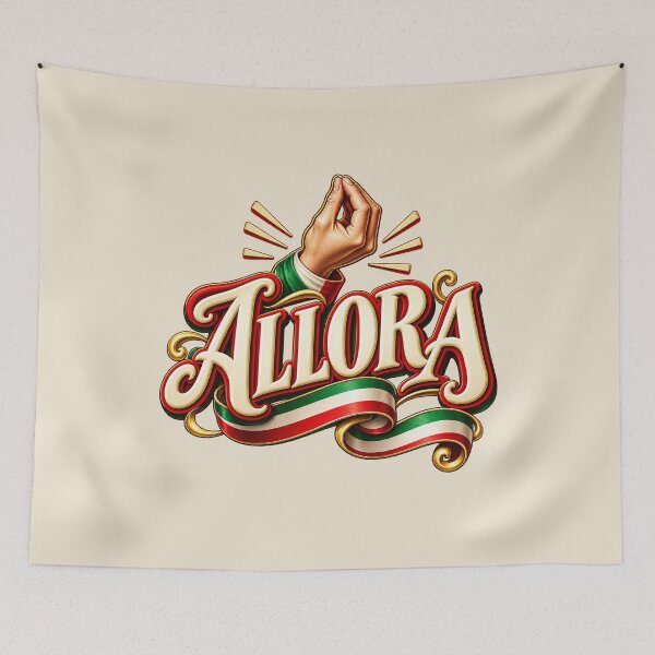 Item preview, Allora Italian Hand Gesture Typography with Tricolor Ribbon designed and sold by MetaModel Editions.