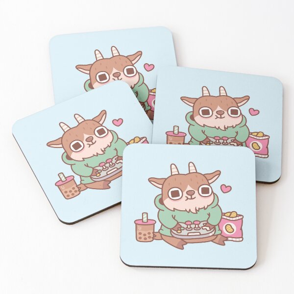 Item preview, Cute Gamer Goat With Boba Tea And Snack designed and sold by rustydoodle.