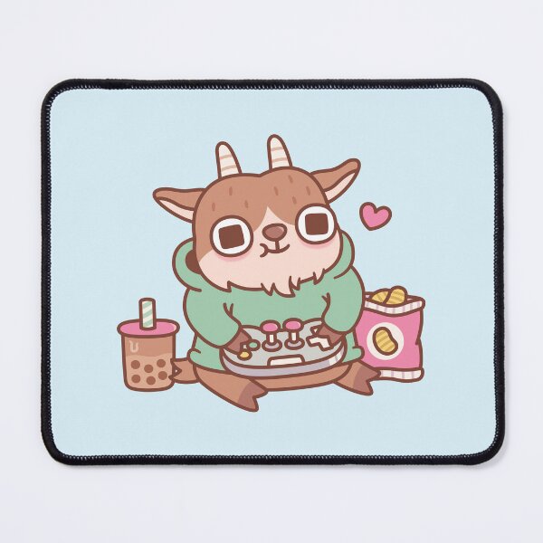 Item preview, Cute Gamer Goat With Boba Tea And Snack designed and sold by rustydoodle.