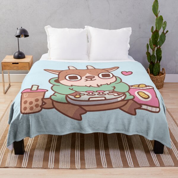 Item preview, Cute Gamer Goat With Boba Tea And Snack designed and sold by rustydoodle.