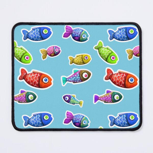 Item preview, Rainbow fish blue background pattern - Wooden Whittled Fish designed and sold by TurquoiseChicken.