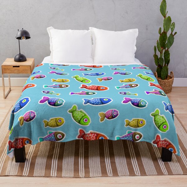 Item preview, Rainbow fish blue background pattern - Wooden Whittled Fish designed and sold by TurquoiseChicken.