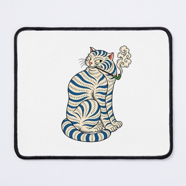 Item preview, Smoking Tiger Cat – Japanese Tattoo Style Cat designed and sold by InfiniteOrbit.