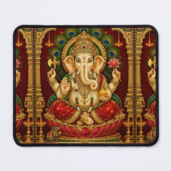 Item preview, Ganesha Tanjore Art T-Shirt – Ganpati Bappa Devotional Print designed and sold by Fanverse Merchandise.