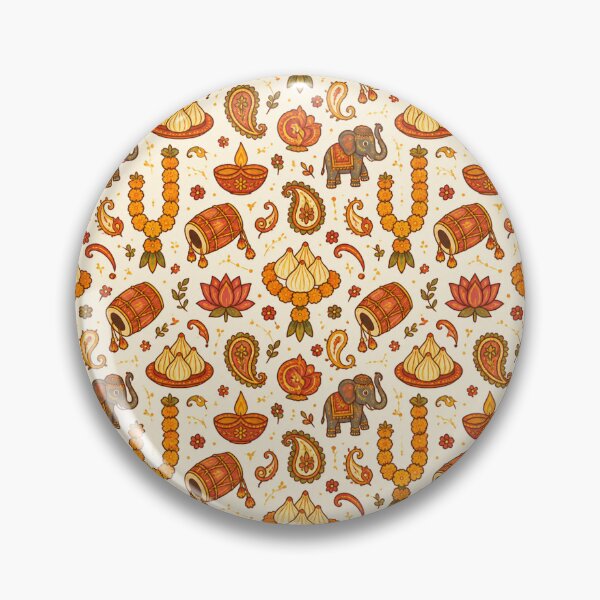 Artikelvorschau, Ganesh Chaturthi Doodle Pattern – Modak & Marigold Festlicher Druck entworfen und verkauft von Fanverse Merchandise.
