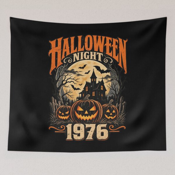 Item preview, Halloween Night 1976 – Retro Vintage Halloween Haunted House & Jack-O’-Lantern Design designed and sold by RockitBaby.