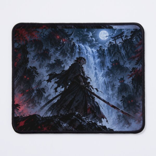 Item preview, Oni Demon Hunter Waterfall Anime Art T-Shirt – Dark Shonen Poster Print designed and sold by Fanverse Merchandise.
