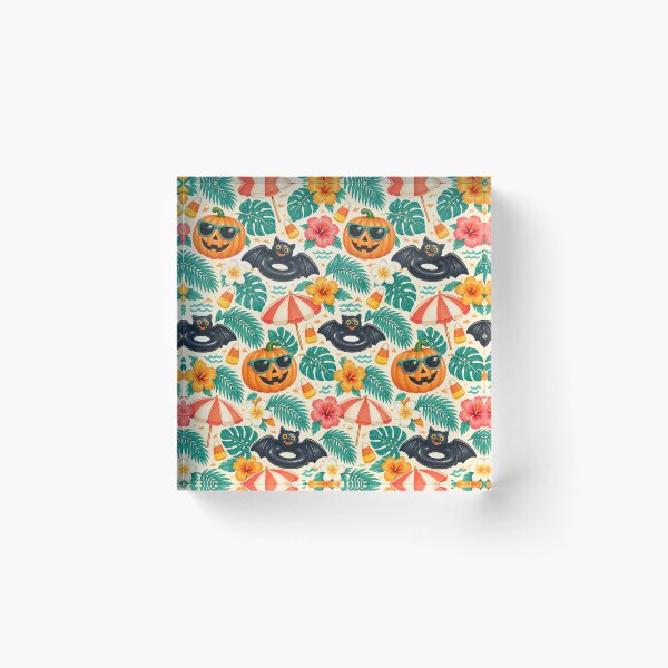 Item preview, Summerween Poolside Pumpkin Pattern – Retro Halloween Beach Print designed and sold by Fanverse Merchandise.