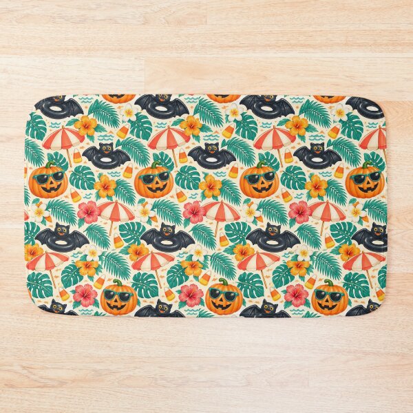 Item preview, Summerween Poolside Pumpkin Pattern – Retro Halloween Beach Print designed and sold by Fanverse Merchandise.