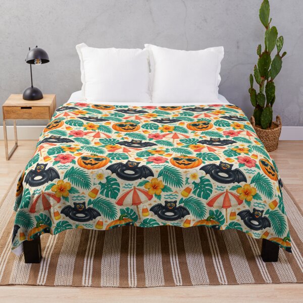 Item preview, Summerween Poolside Pumpkin Pattern – Retro Halloween Beach Print designed and sold by Fanverse Merchandise.