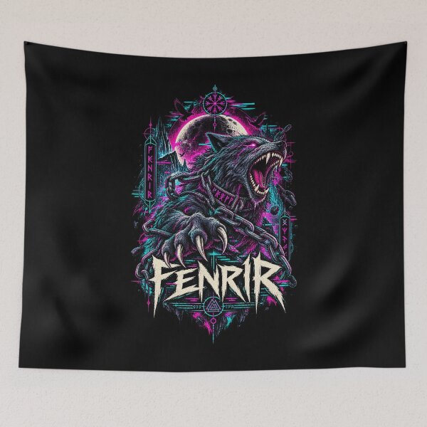 Item preview, Fenrir – Cyber Glitch Norse Wolf designed and sold by JupiterGlitchEmpire.