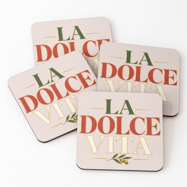 Item preview, La Dolce Vita Elegant Tricolor Typography with Gold Trim and Olive Sprig designed and sold by MetaModel Editions.