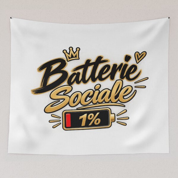 Aperçu de l'œuvre Batterie Sociale – Vetements Humour femme, Cadeaux et accessoires fatigue sociale créée et vendue par POP FACTORY.