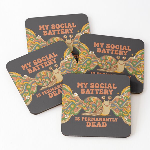 Item preview, Psychedelic Snail, Social Battery, Exhausted, Retro - Dark Colors Edition designed and sold by Shyla Marsare.