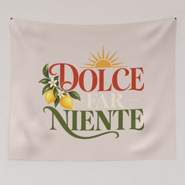 Item preview, Dolce Far Niente Sunburst Typography with Lemon Branch Illustration designed and sold by MetaModel Editions.