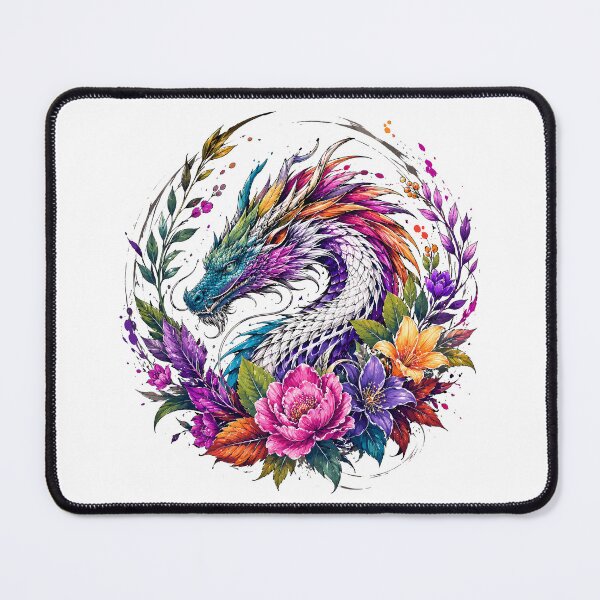 Item preview, Colorful Asian Dragon Floral Fantasy Dragon Lover designed and sold by gordonbwyashop.