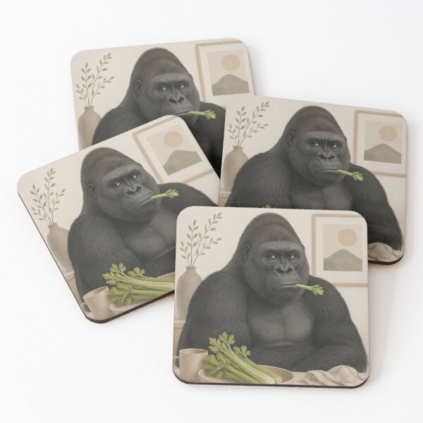Item preview, Hygge Gorilla & Celery "DELICIOUS" Portrait designed and sold by NickWhittleArt.