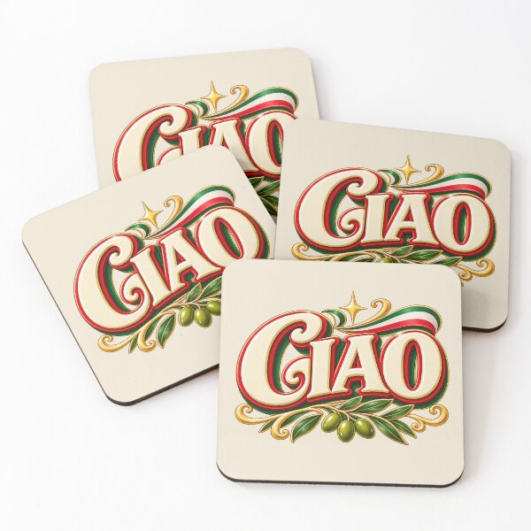 Item preview, Ciao Italian Word Art with Tricolor Flag Ribbon and Olive Branch designed and sold by MetaModel Editions.