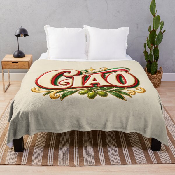 Item preview, Ciao Italian Word Art with Tricolor Flag Ribbon and Olive Branch designed and sold by MetaModel Editions.