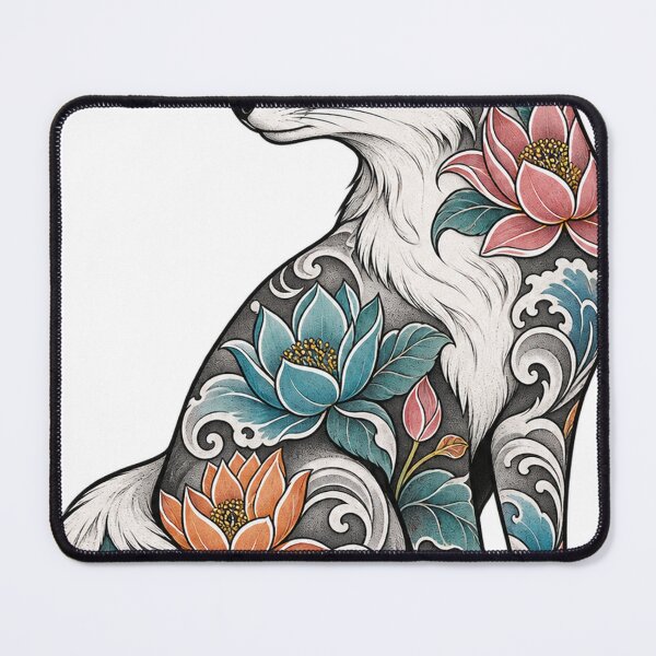 Item preview, Moon fox with flower tattoo designed and sold by LongIslandDesgn.