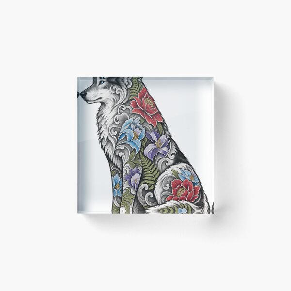 Item preview, Wolf's Floral Tattoo Fur designed and sold by LongIslandDesgn.