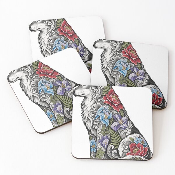 Item preview, Wolf's Floral Tattoo Fur designed and sold by LongIslandDesgn.