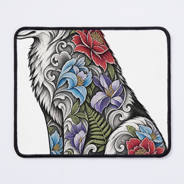 Item preview, Wolf's Floral Tattoo Fur designed and sold by LongIslandDesgn.
