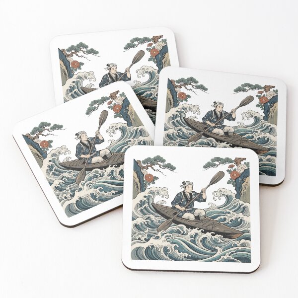 Item preview, Ukiyo-e Kayaker Riding The Waves designed and sold by eduardoroa22.