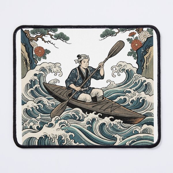 Item preview, Ukiyo-e Kayaker Riding The Waves designed and sold by eduardoroa22.