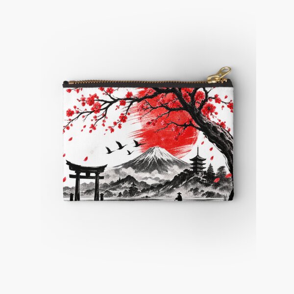 Item preview, Japanese Ink Wash Cherry Blossom Lake Mountain Landscape designed and sold by CreativeNest Prints.