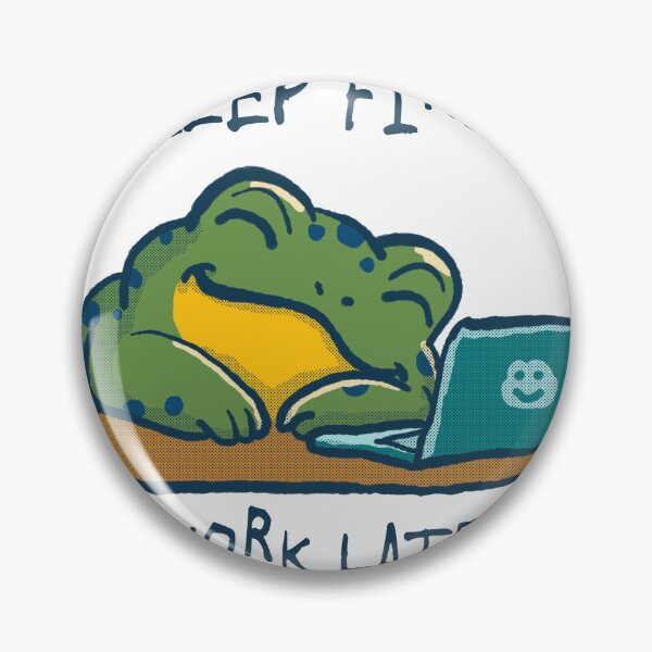 Item preview, Sleepy Frog with Laptop designed and sold by benyrhmt.