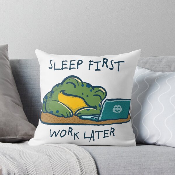 Item preview, Sleepy Frog with Laptop designed and sold by benyrhmt.