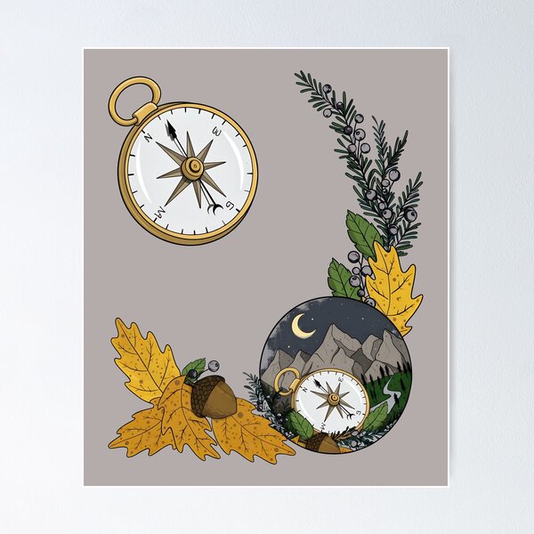 Item preview, Autumn Compass Mountain Night Exploration Design-85 designed and sold by ChristianRinck.