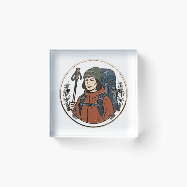 Item preview, Backpacker Medallion With Trekking Pole designed and sold by eduardoroa22.