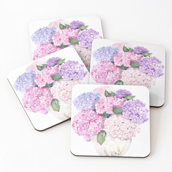 Item preview, Hand painted colourful hydrangeas in pot watercolour  designed and sold by SelenePaintings .