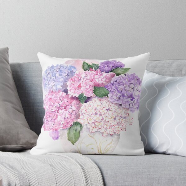 Item preview, Hand painted colourful hydrangeas in pot watercolour  designed and sold by SelenePaintings .