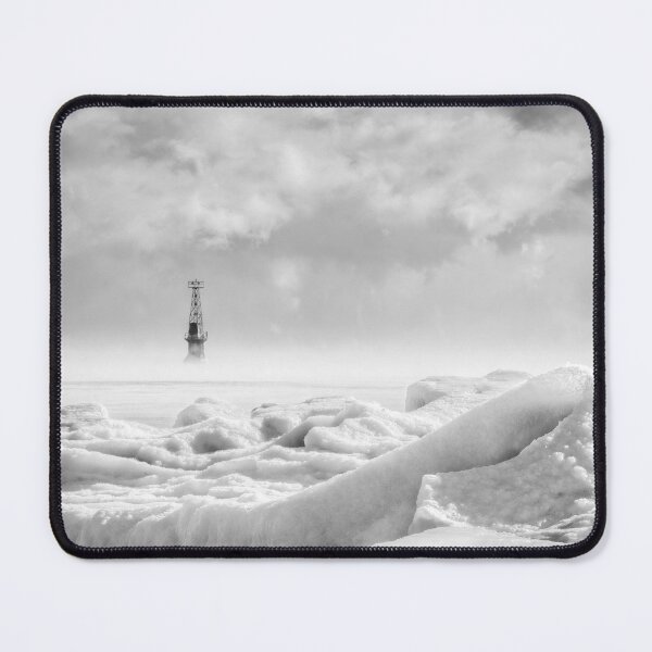 Item preview, Frozen mounds on Lake Michigan black and white designed and sold by TerraMediaLLC.